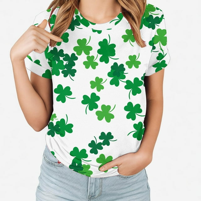 CQONEPT Clearance Plus Size Shamrock Shirt for Women St Patrick's Day