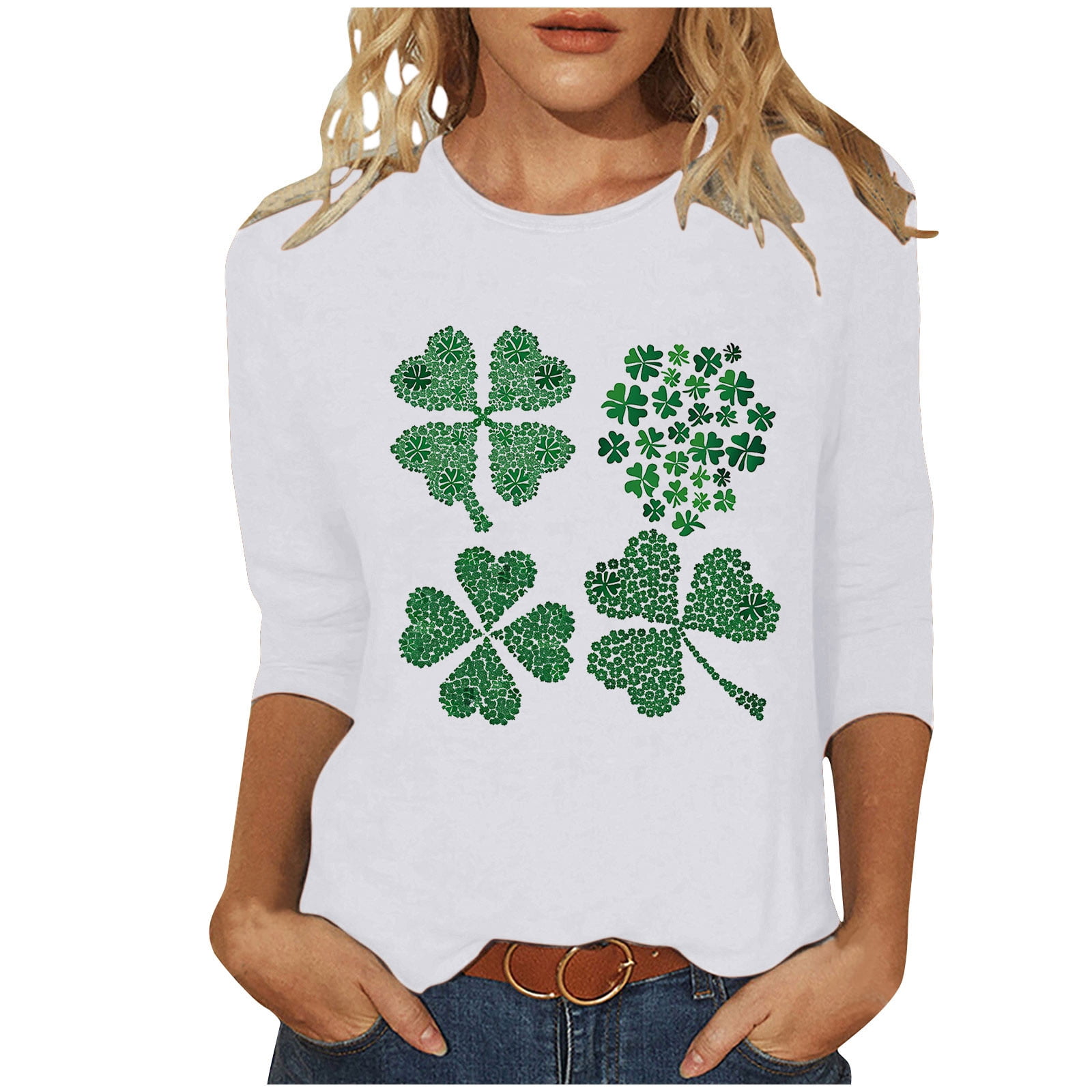 CQONEPT Clearance Plus Size Shamrock Tops for Women ,Womens St Patricks
