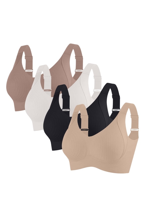 Plus Size Workout Bras for Women 4 Pack High Impact Sports Sports Bra Seamless Push Up Underwear,Red