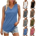thumbnail image 1 of CQONEPT V Neck Tank Tops for Women Causal Tunic Sleeveless Top Ladies Solid Color Cami,Blue, 1 of 9