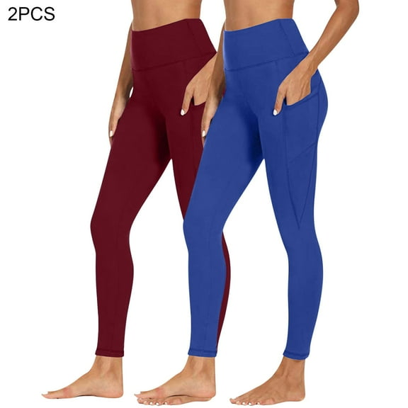 CQONEPT Clearance Yoga Leggings for Womens 2 Pack High Waisted Workout Legging Womens Compression Tummy Control Butt Lifting Pants,S-3XL