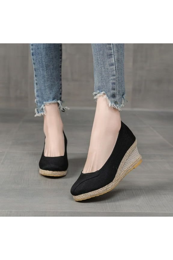 Closed Toe Wedges for Women, Platform Wedges Heels for Women Comfortable Medium Heel Wedges Work Pumps Shoes for Dressy Spring Fall Size 8.5 Black
