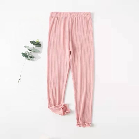 CQONEPT Crop Leggings for Kids Girls Straight Leg Baggy Pant Soft Cozy Workouts Activewear Pants for Teen Girls Pink 2 Years