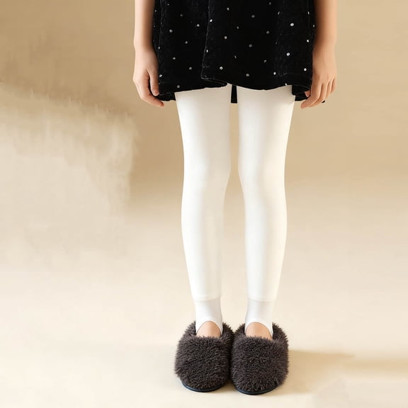 CQONEPT Dance Tights for Girls Cotton Soft Footed Stockings Pull On Athletic Seamless Ballet Tights White 8-12 Years