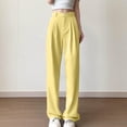 thumbnail image 1 of CQONEPT Dress Pants for Womens High Waist Straight Leg Pant Lerisure Casual Slacks Button Fron Office Wear Trousers Yellow S, 1 of 6