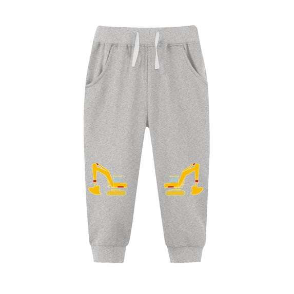 CQONEPT Fleece Sweatpants for Girls Lounge Loose Fit Drawstring Jogger Pants Print Fashion Active Pant with Pockets Gray 10-11Years