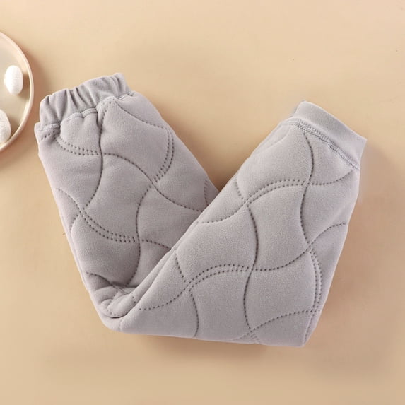 CQONEPT Girl's Cotton Padded Pants Quilted Puffer Elastic Waist Casual Jogger Pant Lounge Warm Winter Pants Gray 15-16Years