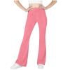 CQONEPT Girl's Flared Pants with Pockets Stretchy Uniform Pants Bell Bottom High Waist Activewear Yoga Pants Pink 14-15 Years