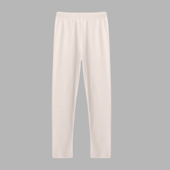 CQONEPT Girl's Home Wear Pants Casual Loose Fit Lightweight Pj Pants Sleepwear Straight Leg Pants Beige 11 Years