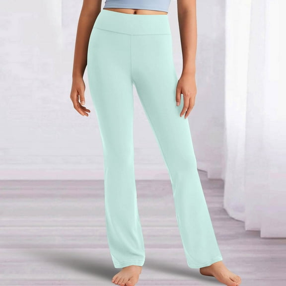 CQONEPT Girl's Knit Leggings Ribbed Skinny Leg Pants Elastic Waist Stretchy Comfy Cozy Winter Pants Mint Green 8 Years