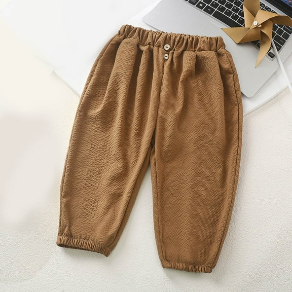CQONEPT Girl's Pants Baggy Lounge Elastic Waist Jogger Pant Athletic Running Soft Lightweight Tapered Pants Coffee 1 Years