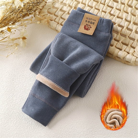 CQONEPT Girl's Sherpa Lined Pants Skinny Leg Warm Comfy Jogger Pant Soft Lounge Active Pant Gray 12-13Years