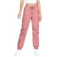 thumbnail image 1 of CQONEPT Girls Cargo Pants Fleece Lined Tapered Pant Lounge Loose Fit Jogger Pant with Multi Pockets Pink 8-9Years, 1 of 4