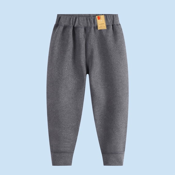 CQONEPT Girls Cotton Pants Fleece Lined Pants Warm Jogger Pant Elastic Waist Winter Cozy Soft Pants Gray 2-3Years