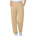 thumbnail image 1 of CQONEPT Girls Crossover Sweatpants Casual Loose Fit Jogger Pant Athletic Workouts Pants with Pockets Khaki 120, 1 of 7