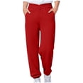 thumbnail image 1 of CQONEPT Girls Crossover Sweatpants Casual Loose Fit Jogger Pant Athletic Workouts Pants with Pockets Red 140, 1 of 7