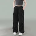 thumbnail image 1 of CQONEPT Girls Fleece Sweatpants Drawstring Jogger Pant Athletic Running Wide Leg Pant with Pockets Black 11 Years, 1 of 4