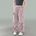 thumbnail image 1 of CQONEPT Girls Fleece Sweatpants Drawstring Jogger Pant Athletic Running Wide Leg Pant with Pockets Pink 7 Years, 1 of 4