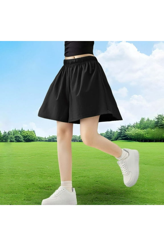 Girls' Flow Shorts Quick Dry Summer Outdoor Short Pants Breathable Fabric Outerwear for Kids Black 9 Years