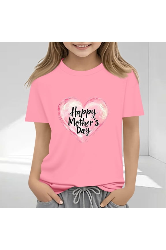 Girls Kids Short Sleeve Shirt Crewneck Graphic Tshirt Summer Tops Tee Comefy Outdoor Blouse Tops Pink 5 Years