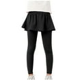 thumbnail image 1 of CQONEPT Girls Leggings with Skirt Lounge School Uniform Stretchy Tights Fashion Palazzo Cute Dance Tights Black 9-10 Years, 1 of 6