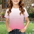 thumbnail image 1 of CQONEPT Girls Short Sleeved Shirts Color Block Crewneck Tunic Tops Summer Fashion Soft Basics Top Tee Pink 4 Years, 1 of 5