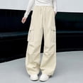 thumbnail image 1 of CQONEPT Girls Skinny Leg Pants Lounge Loose Fit High Waist Pants Stretchy Slim Fit Winter with Pockets Beige 13 Years, 1 of 5