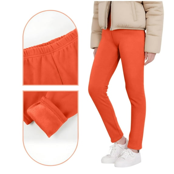 CQONEPT Girls Stripe Pants Elastic Waist Jogger Pant Pull On Fashion Athletic Pant with Pockets Orange 5 Years