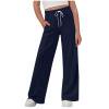 thumbnail image 1 of CQONEPT Girls Sweatpants Wide Leg Drawstring Baggy School Uniform Pants Athletic Running Active Joggers with Pockets Navy 11-12 Years, 1 of 7