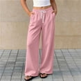thumbnail image 1 of CQONEPT Girls Wide Leg Sweatpants Loose Casual Pants Loose Elastic Waist School Uniform Pant with Pockets Pink 13-14 Years, 1 of 7