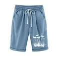 thumbnail image 1 of CQONEPT Half Pants for Womens Printed Elastic Waist Leisure Baggy Shorts Wide Leg Summer Vacation Streetwear Short Pants Light Blue M, 1 of 2