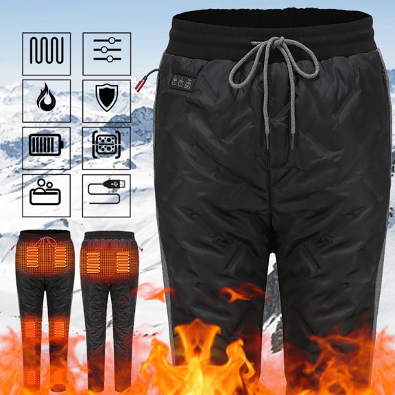 CQONEPT Heating Pants for Womens with 6 Heated Zones Insulated Heated Pant Warm Thermal Winter Fashion Trousers Black 2XL