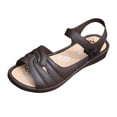 thumbnail image 1 of CQONEPT Heel Sandals for Women Open Toe Low Chunky Short Heels Ankle Strap Block Heel Sandals Party Dress Wedding Pump Shoes Brown Size 5.5, 1 of 5