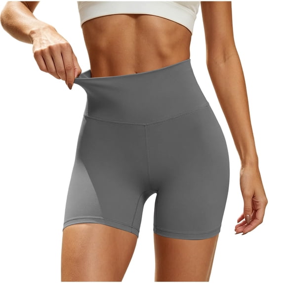 CQONEPT High Waisted Biker Shorts for Women Tummy Control Fitness Athletic Workout Running Yoga Gym Shorts Dark Gray S