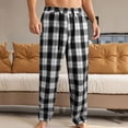 thumbnail image 1 of CQONEPT Home Pants for Mens Plaid Elastic Waist Plaid Drawstring Pj Pants Comfortable Straight Leg Pajama Bottom Black S, 1 of 7