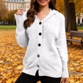 thumbnail image 1 of CQONEPT Hoodies Sweaters for Womens Drawstring Casual Button Down Long Sleeve Tops Chunky Winter Hooded White M, 1 of 6