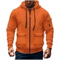 thumbnail image 1 of CQONEPT Hoodies for Mens Zip Up Drawstring Sweatshirts Tactical Lounge Hooded Winter Clothes with Pockets Orange L, 1 of 3
