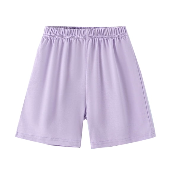 CQONEPT Kid's Summer Pants Casual Loose Fit Elastic Waist Shorts Boys And Girls Short Cotton Pants Purple 10 Years