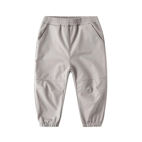 CQONEPT Kids Boys Cargo Pants Waterproof Windproof Pants Warm Skinny Leg Athletic Stretch Elastic Waist Trousers with Pockets Gray 4 Years