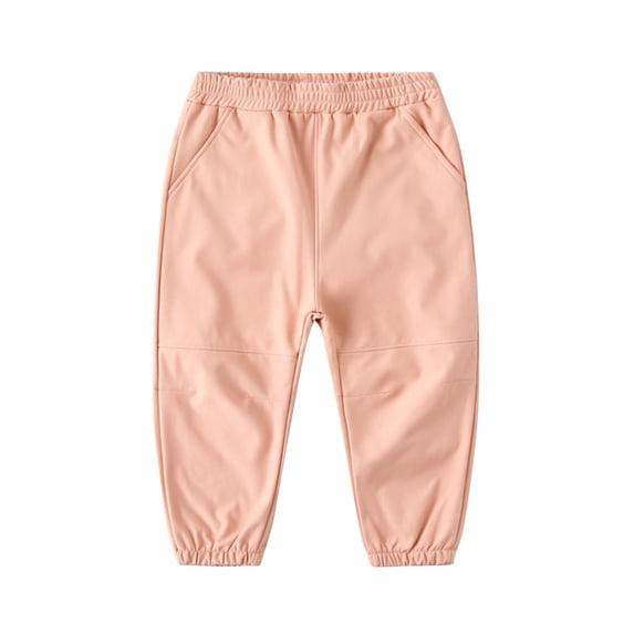CQONEPT Kids Boys Cargo Pants Waterproof Windproof Pants Warm Skinny Leg Athletic Stretch Elastic Waist Trousers with Pockets Pink 7 Years