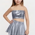 thumbnail image 1 of CQONEPT Kids Girls Sequins Top Stretch Bandeau Strapless Sparkl Crop Tops Party Clubwear Top Dancewear Outfit Black 6 Years, 1 of 3