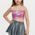 thumbnail image 1 of CQONEPT Kids Girls Sequins Top Stretch Bandeau Strapless Sparkl Crop Tops Party Clubwear Top Dancewear Outfit Hot Pink 13 Years, 1 of 3