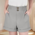 thumbnail image 1 of CQONEPT Kids Girls Shorts Summer Elastic Waist Wide Leg Casual Comfortable Uniform Shorts with Pockets Gray 11 Years, 1 of 7
