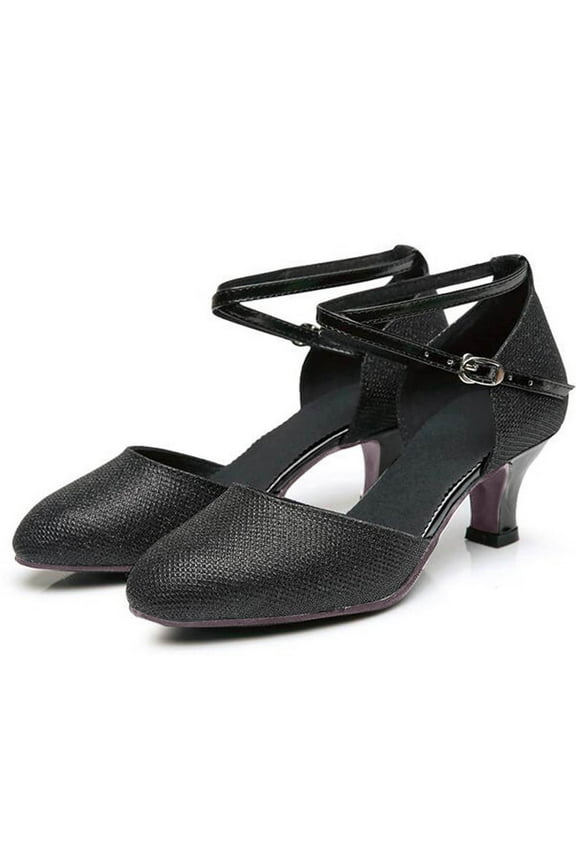 Kitten Heels for Women Pointed Toe Heels Dressy,Latin Dance Shoes Rhinestones Satin Latin Dance Shoes Professional Ballroom Salsa Practice Performance Dancing Shoes Size 7 Black