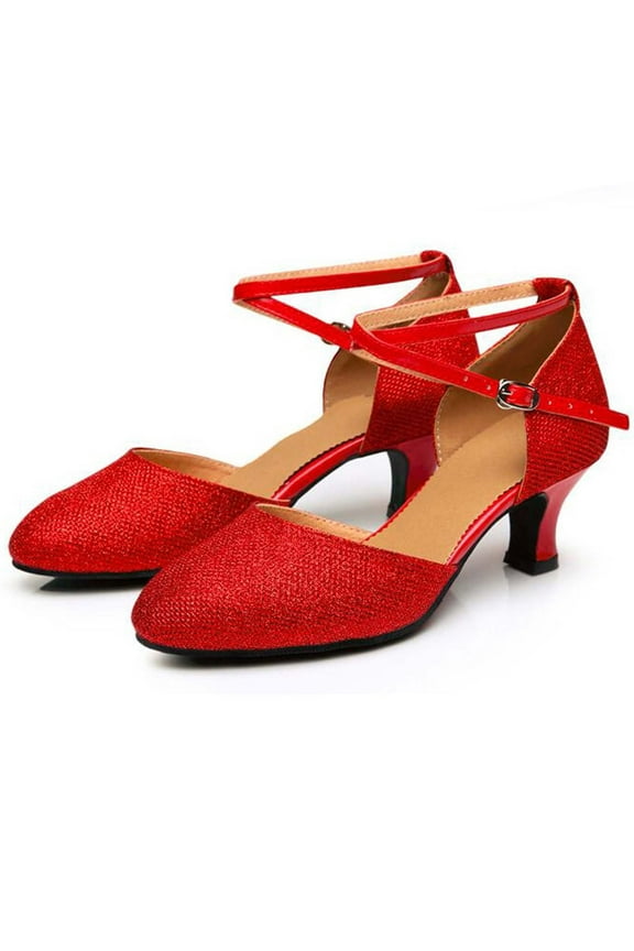 Kitten Heels for Women Pointed Toe Heels Dressy,Latin Dance Shoes Rhinestones Satin Latin Dance Shoes Professional Ballroom Salsa Practice Performance Dancing Shoes Size 5 Red