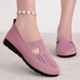 thumbnail image 1 of CQONEPT Knit Flats for Women Round Toe Casual Flat Shoes Soft Comfy Lightweight Walking Office Breathable Mary Jane Shoes Pink 37, 1 of 7