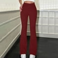 thumbnail image 1 of CQONEPT Knit Pants for Women Bell Bottom Casual Loose Fit Comfy Pant High Rise High Waist Workouts Trousers with Pocket Wine M, 1 of 5