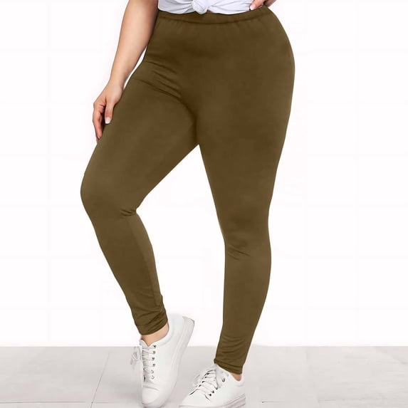 CQONEPT Knit Yoga Pants for Women Plus Size Tummy Control Stirrup Leggings Tighting Fiting Gym Sports Comfy Pant Brown 4XL