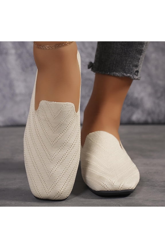 Laforst for Womens Woven Upper Slip Resistant Flats Slip On Flat Shoes Loafer Comfortable Retro Flats Beige 40