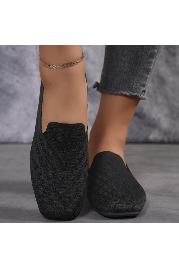 Laforst for Womens Woven Upper Slip Resistant Flats Slip On Flat Shoes Loafer Comfortable Retro Flats Black 41